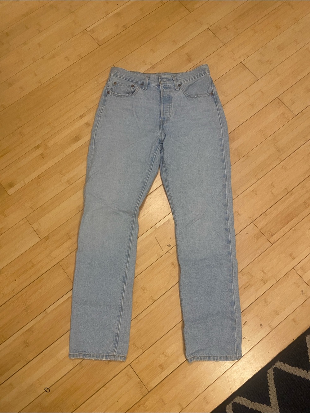 Levis 501 Light Wash Straight Leg Jeans